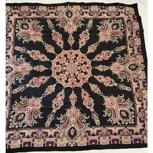 Vintage Christian Dior Scarf Womens One Size Black Silk Paisley Square Logo